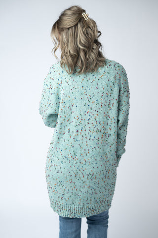 IN STOCK Carly Confetti Dot Cardigan - Aqua Blue FINAL SALE