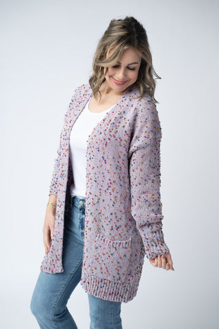 IN STOCK Carly Confetti Dot Cardigan - Lavender FINAL SALE