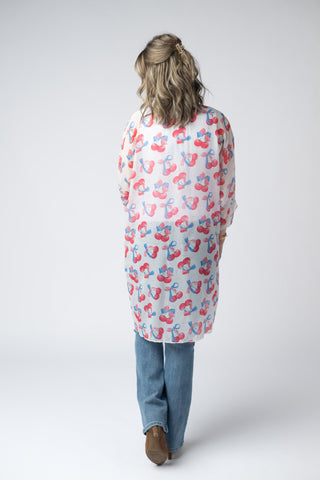 IN STOCK Patriotic Cherries Kimono FINAL SALE
