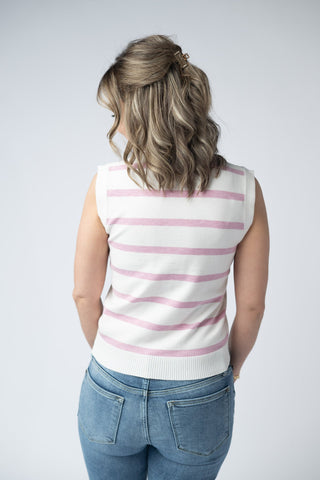 IN STOCK Lucy Striped Button Tank - Pink