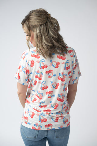 IN STOCK Chloe Cozy Top - Patriotic Cherries