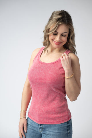 IN STOCK Audrey Vintage Wash Tank - Red