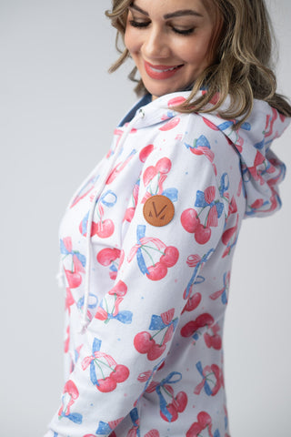 IN STOCK Hailey Pullover Hoodie - Patriotic Cherries