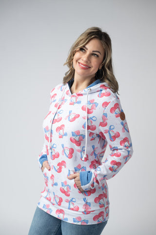 IN STOCK Hailey Pullover Hoodie - Patriotic Cherries