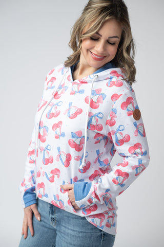 IN STOCK Hailey Pullover Hoodie - Patriotic Cherries