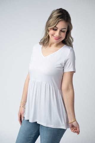 IN STOCK Sarah Ruffle Short Sleeve - White