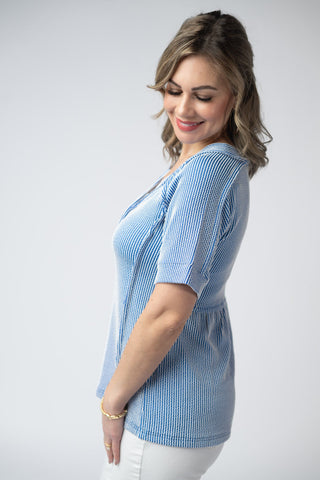 IN STOCK Juliette Button Top - Blue