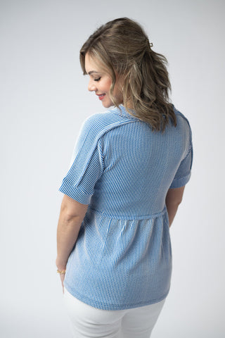 IN STOCK Juliette Button Top - Blue