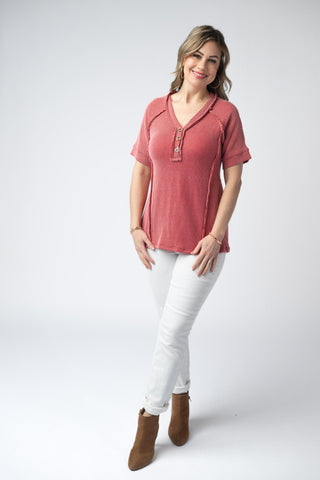 IN STOCK Juliette Button Top - Red
