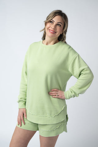 IN STOCK French Terry Stevie Shorts - Spring Leaf