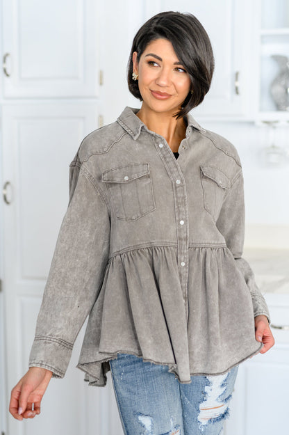 Earl Grey Button Up Long Sleeve Top