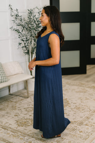 Everything She Wants Sleeveless Maxi Dress in Navy