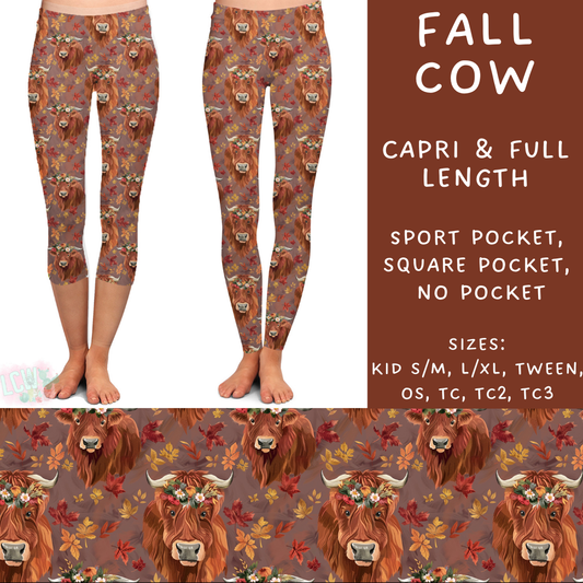 PREORDER Batch #207 - Fall Fun - Closes 9/27 - ETA mid Nov - Fall Cow Full and Capri Length Leggings