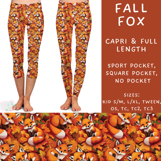 PREORDER Batch #207 - Fall Fun - Closes 9/27 - ETA mid Nov - Fall Fox Full and Capri Length Leggings