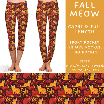 PREORDER Batch #204 - Hello Fall - Closes 9/20 - ETA early Nov - Fall Meow Full and Capri Length Leggings