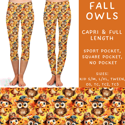 PREORDER Batch #204 - Hello Fall - Closes 9/20 - ETA early Nov - Fall Owls Full and Capri Length Leggings