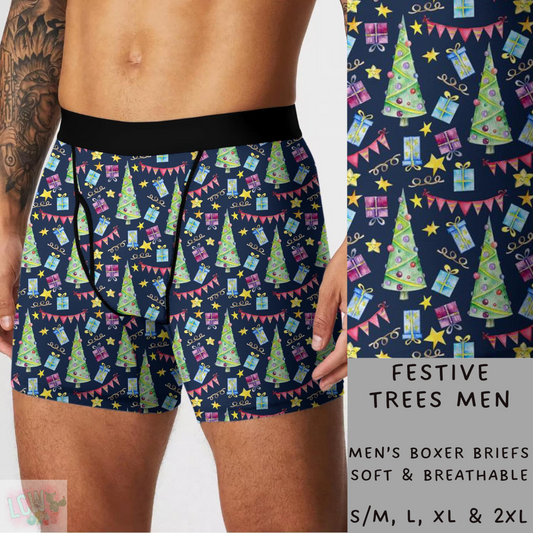 Batch #232 - Christmas Underwear - Closes 10/31 ETA early/mid Dec - Festive Trees Mens Boxer Briefs