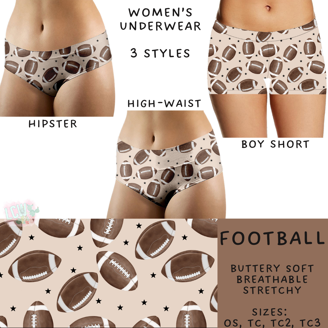 Batch #244 - Comfortable Underwear 2 - Closes 11/27 - ETA mid/late Jan - Football Women's Underwear