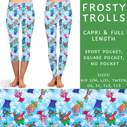 PREORDER Batch #219 - Christmas Characters - Closes 10/21 - ETA late Nov - Frosty Trolls Full and Capri Length Leggings