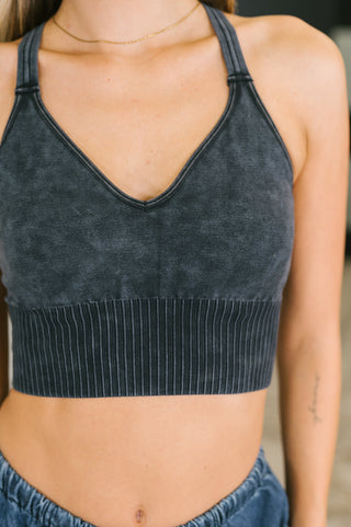 Fine Figure Mineral Wash Bralette in Charcoal