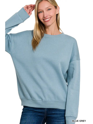Always True Drop Shoulder Pullover in Dusty Teal