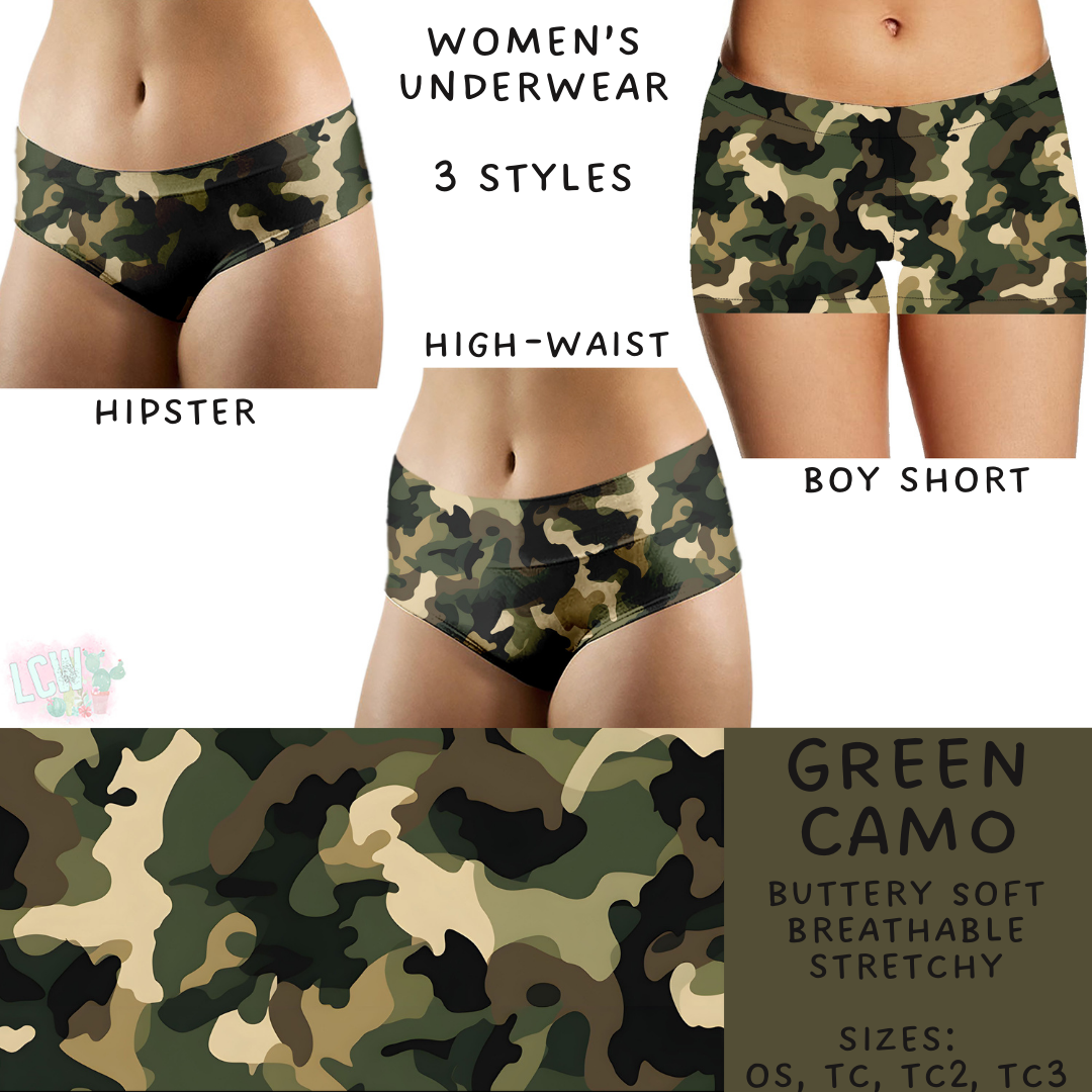 Batch #244 - Comfortable Underwear 2 - Closes 11/27 - ETA mid/late Jan - Green Camo Women's Underwear