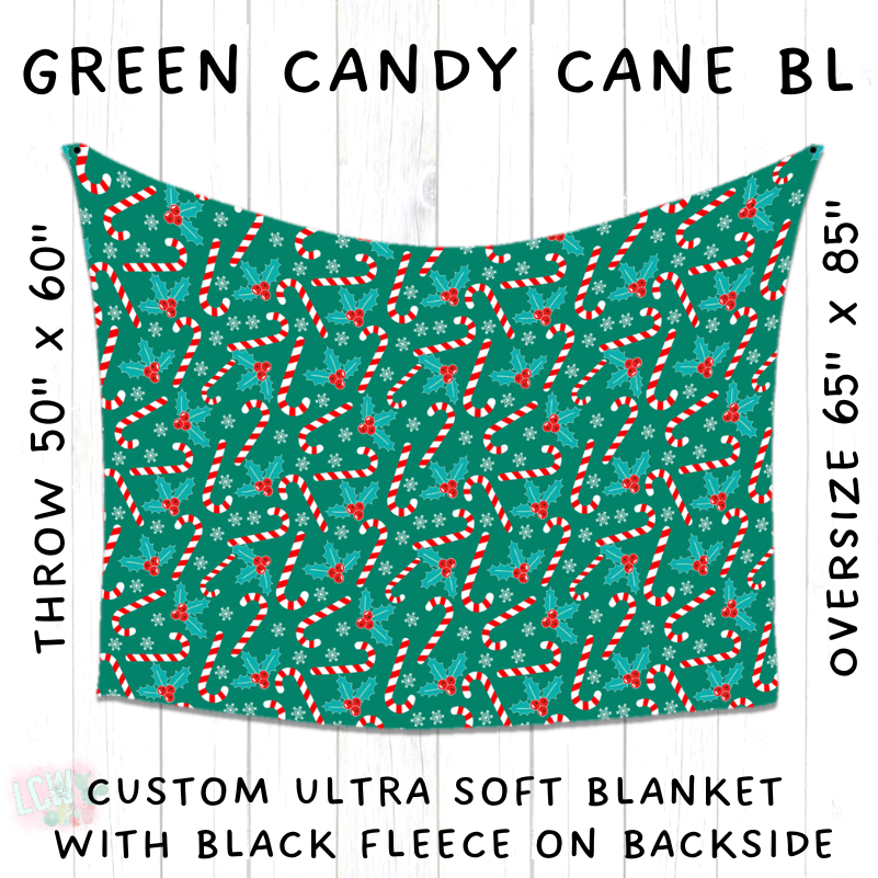 PREORDER Batch #216 - Cozy Christmas Blankets Presale - Closes 10/14 - ETA Early Dec - Green Candy Cane BL