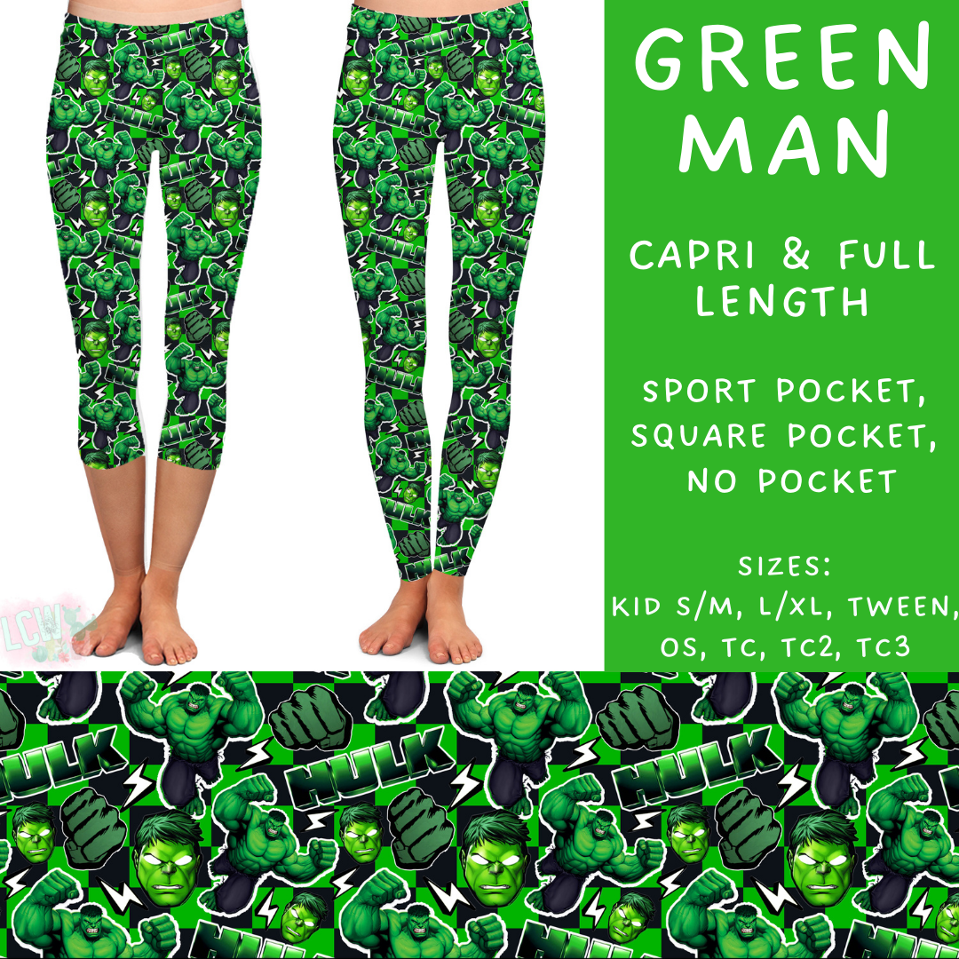 Batch #278 - Cool Characters 7 - Closes 1/29 - ETA early April - Green Man Full and Capri Length Leggings