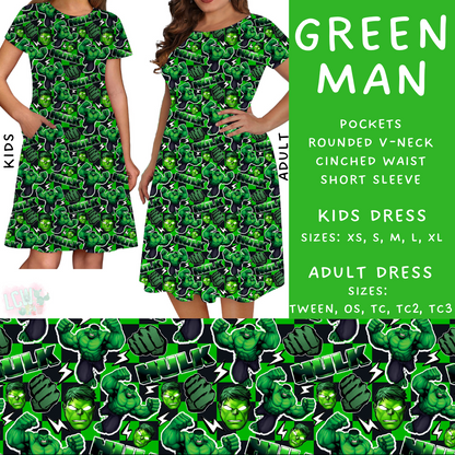 Batch #278 - Cool Characters 7 - Closes 1/29 - ETA early April - Green Man Adult & Kids Dresses