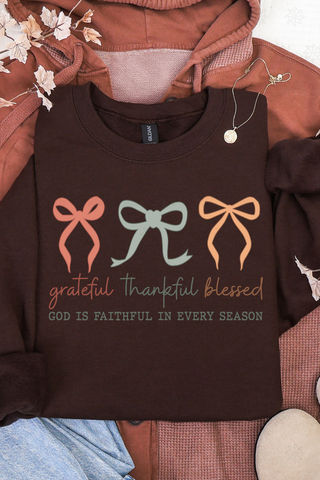Grateful Thankful Blesses Bows Sweatshirt