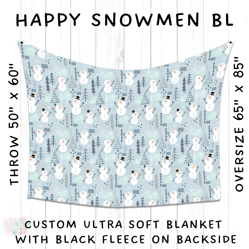 PREORDER Batch #216 - Cozy Christmas Blankets Presale - Closes 10/14 - ETA Early Dec - Happy Snowmen BL