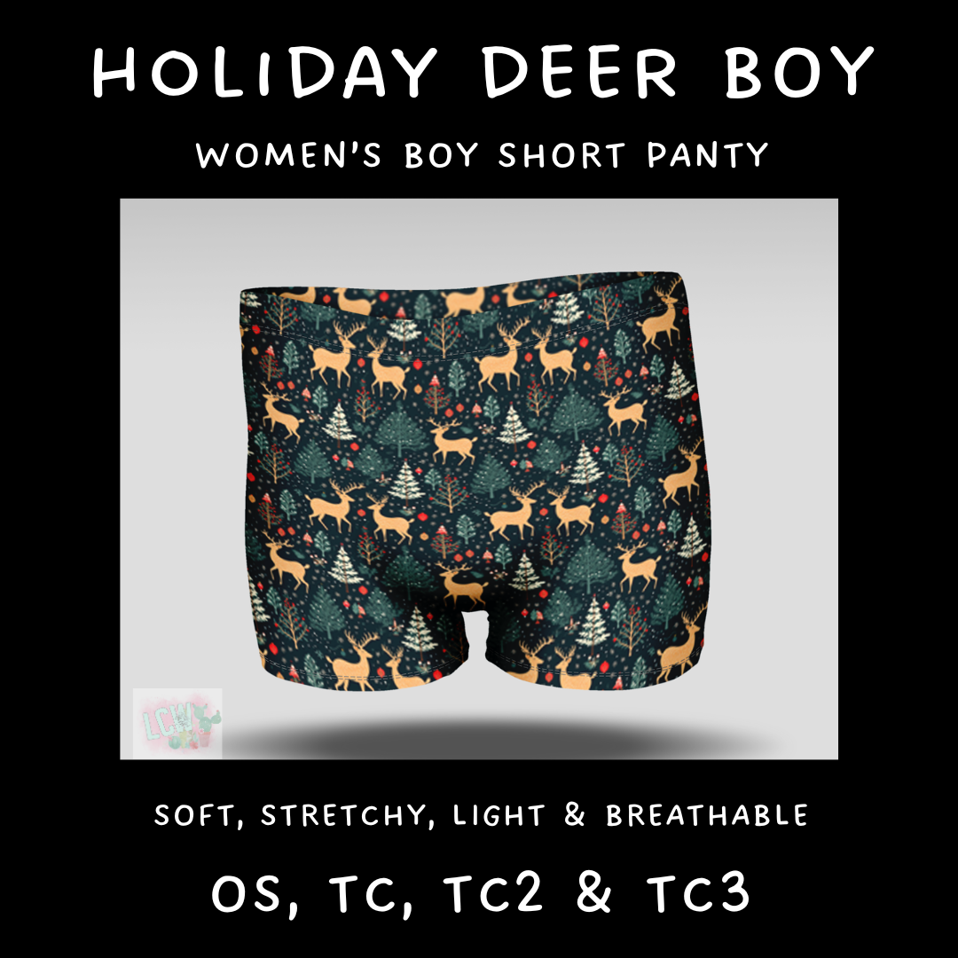 Batch #232 - Christmas Underwear - Closes 10/31 ETA early/mid Dec - Holiday Deer Boy Shorts