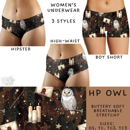 Batch #244 - Comfortable Underwear 2 - Closes 11/27 - ETA mid/late Jan - HP Owl Women's Underwear