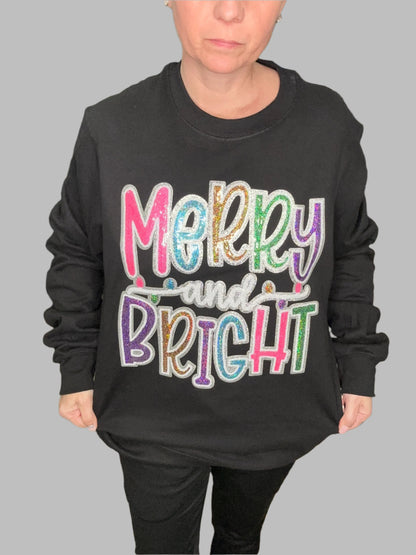 Merry & Bright Sequin Patch Sweatshirt