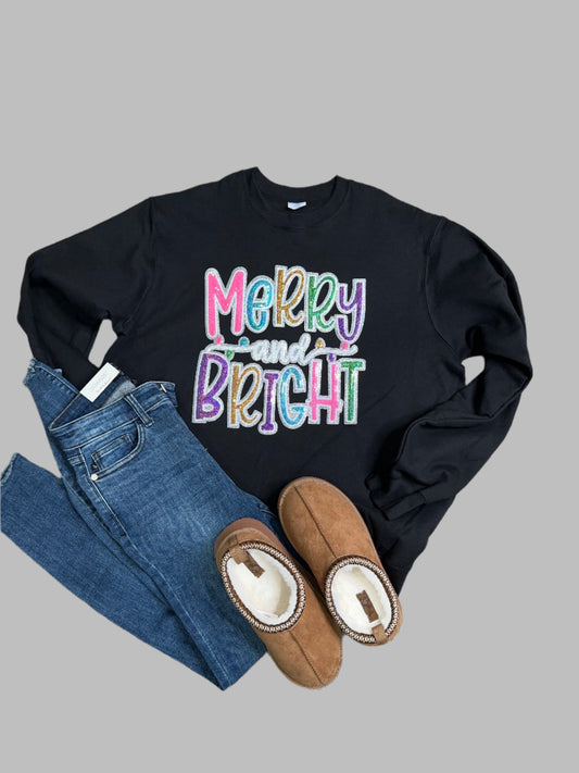 Merry & Bright Sequin Patch Sweatshirt