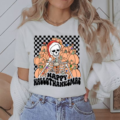 Happy hallothanksmas skeleton