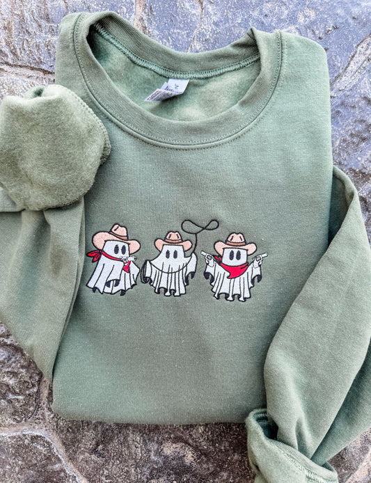 Cowboy Ghost Trio embroidered Crewneck