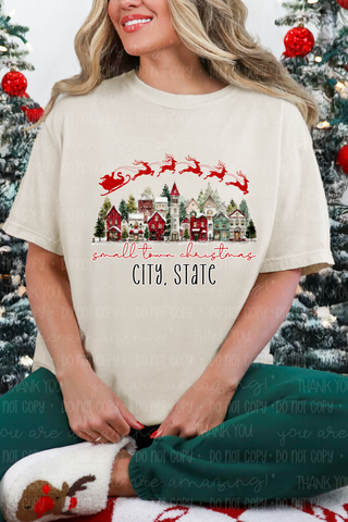 Personalize It Small Town Christmas Tee