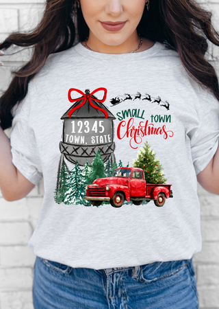 Personalize it Small Town Water Tower Christmas Tee