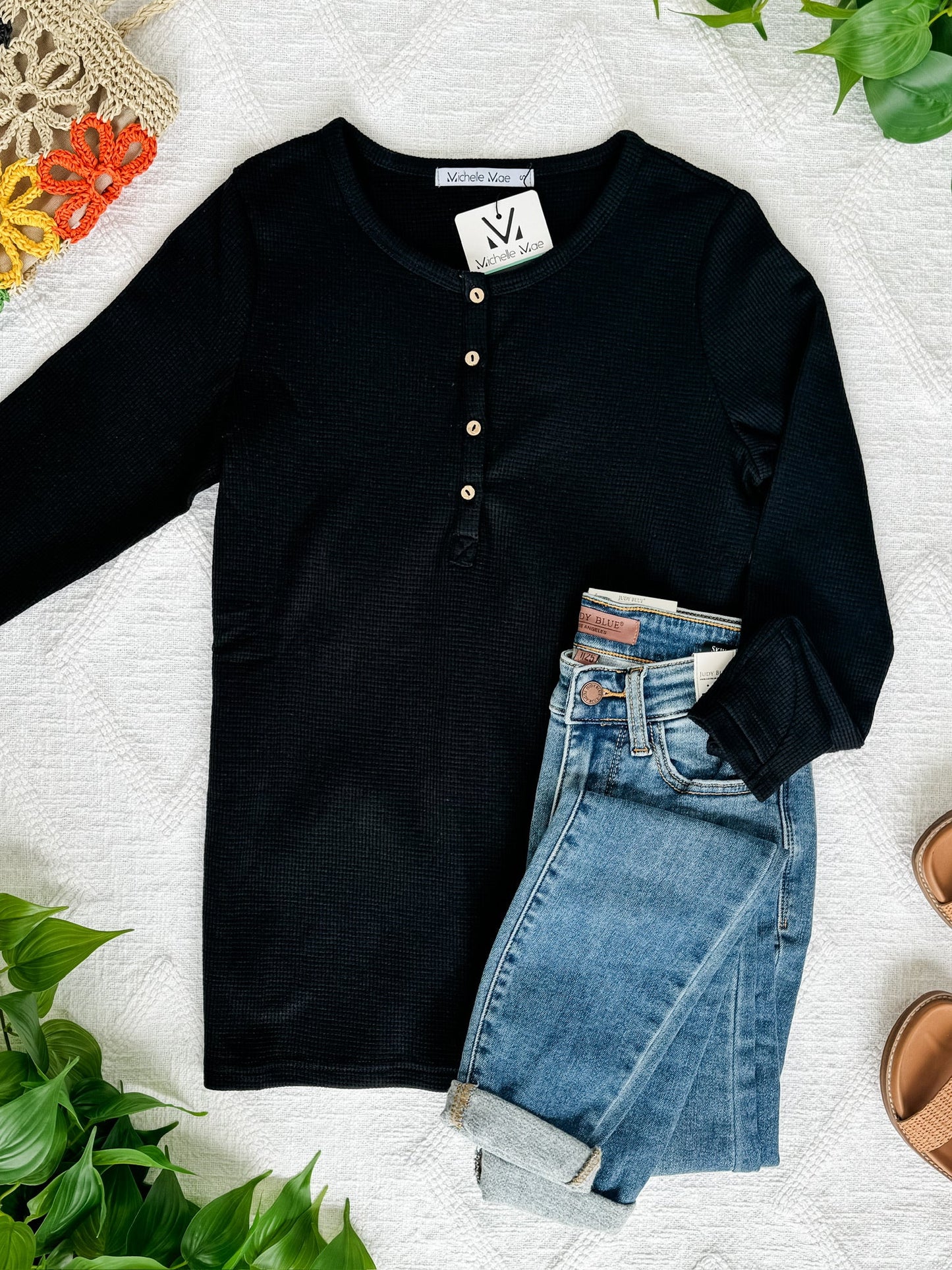 Harper Long Sleeve Henley - Black | Women's Cozy Shirt