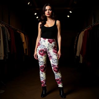 Pink Floral Skulls Pocket Leggings