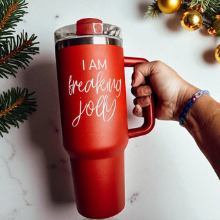 Christmas tumbler with lid - I am freaking jolly 40oz red green
Red Christmas tumbler 40oz - I am freaking jolly holiday drinkware
Green Christmas tumbler 40oz - I am freaking jolly seasonal cup