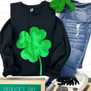 Shamrock Sequin Patch Sweatshirt in Two Colors