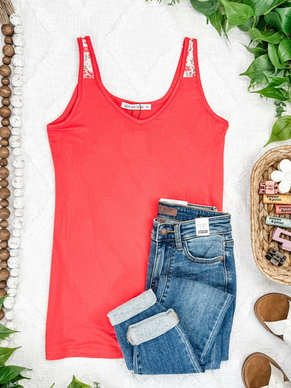 Poppy Tank - Coral Floral