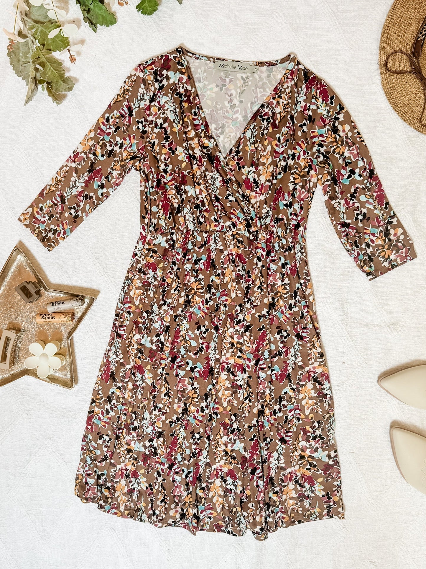 Taylor Dress - Mocha Floral | Women's Dress