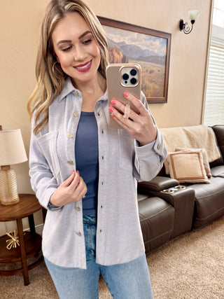 Light Blue Cozy Shacket