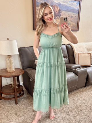 Tiered Spring Green Dress