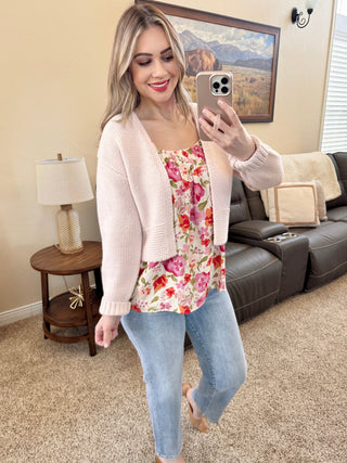 Square Neck Blouse in Fuchsia Floral