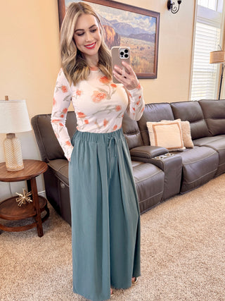 Summer Orange Floral Sheer Top