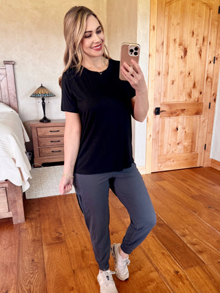 Classic Modal Black Short Sleeve Top